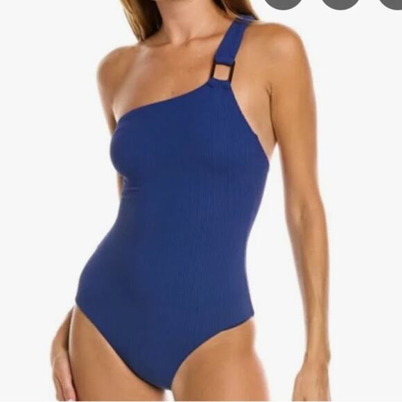ONIA NWT $189 blue Jenna Asymmetric One‎ Piece Swimsuit XL - Picture 1 of 6